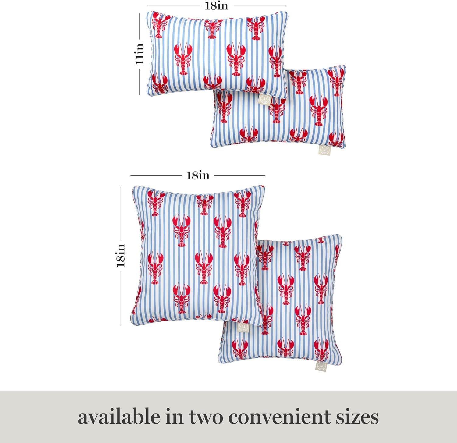 image:imageMartha Stewart Americana Embroidered Lobster Indoor Outdoor Decorative Pillow 2Pack Set UV Fade Resistant Water Repellent Coastal Design BlueRed 18x18RedBlue