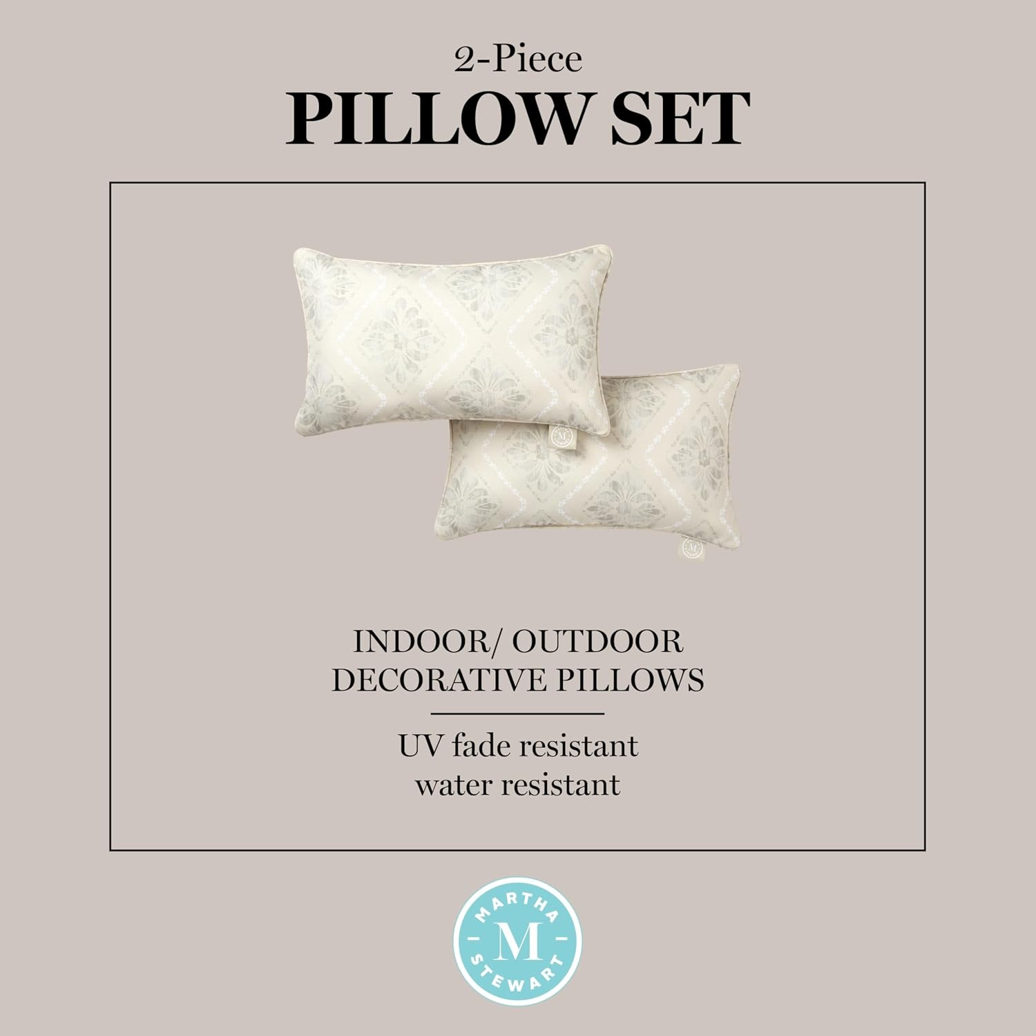 image:imageMartha Stewart Americana Embroidered Lobster Indoor Outdoor Decorative Pillow 2Pack Set UV Fade Resistant Water Repellent Coastal Design BlueRed 18x18Natural