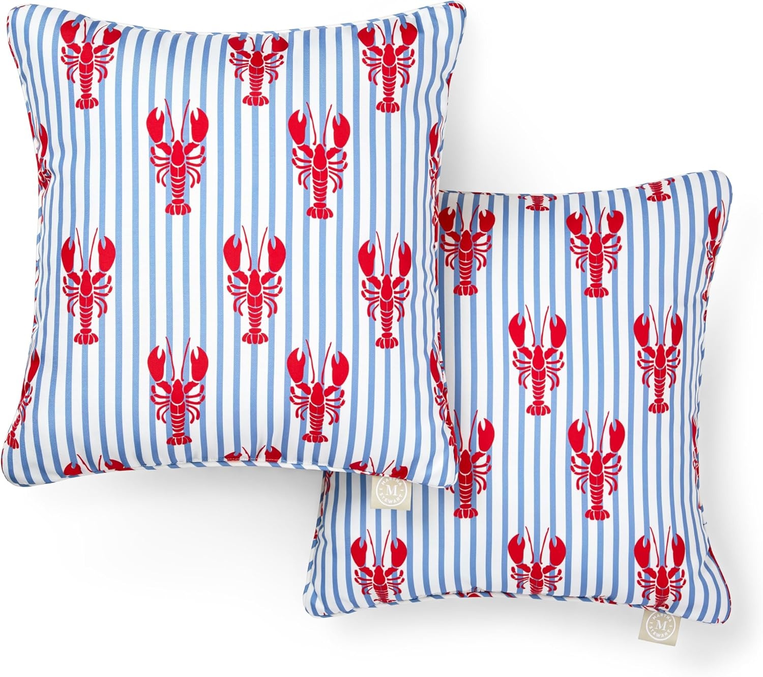 image:imageMartha Stewart Americana Embroidered Lobster Indoor Outdoor Decorative Pillow 2Pack Set UV Fade Resistant Water Repellent Coastal Design BlueRed 18x18RedBlue