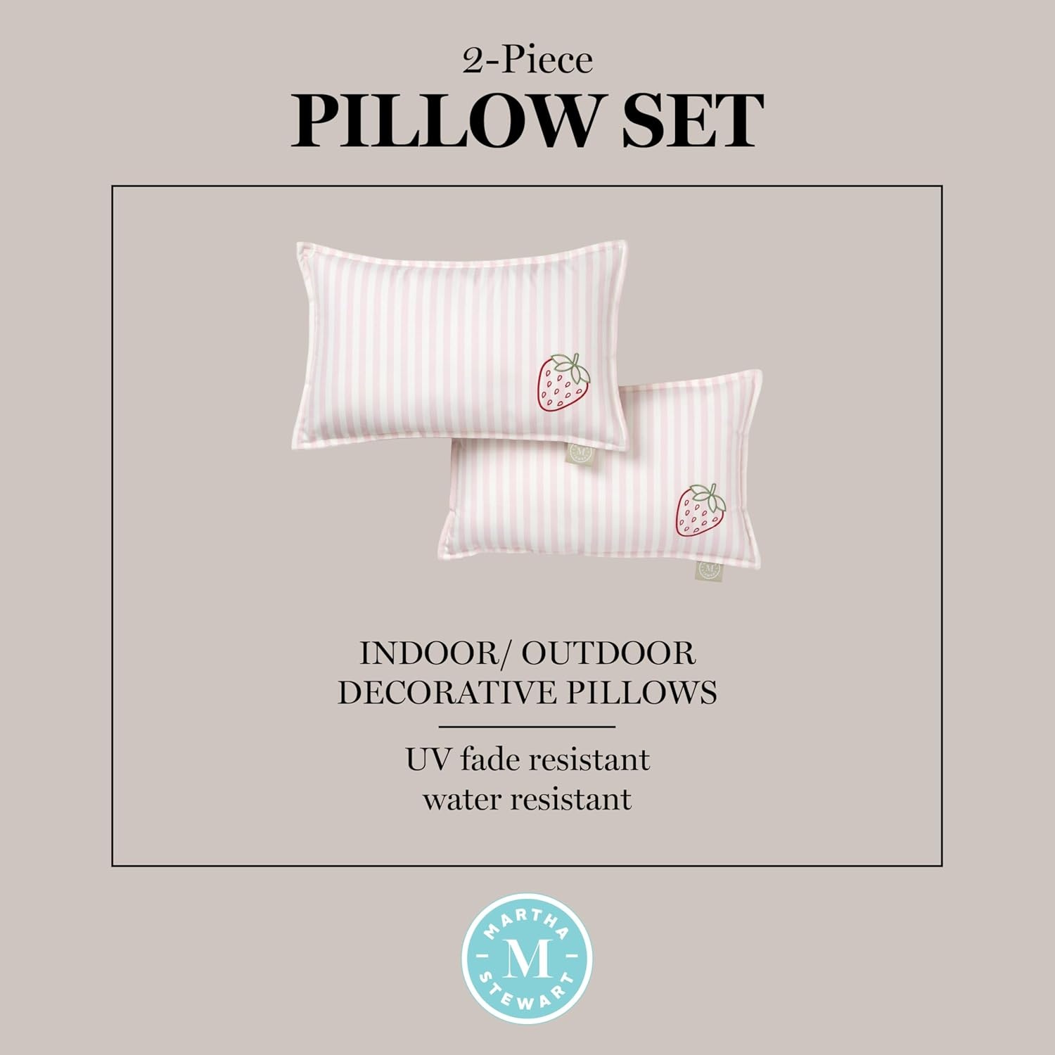 image:imageMartha Stewart Americana Embroidered Lobster Indoor Outdoor Decorative Pillow 2Pack Set UV Fade Resistant Water Repellent Coastal Design BlueRed 18x18Strawberry Pink