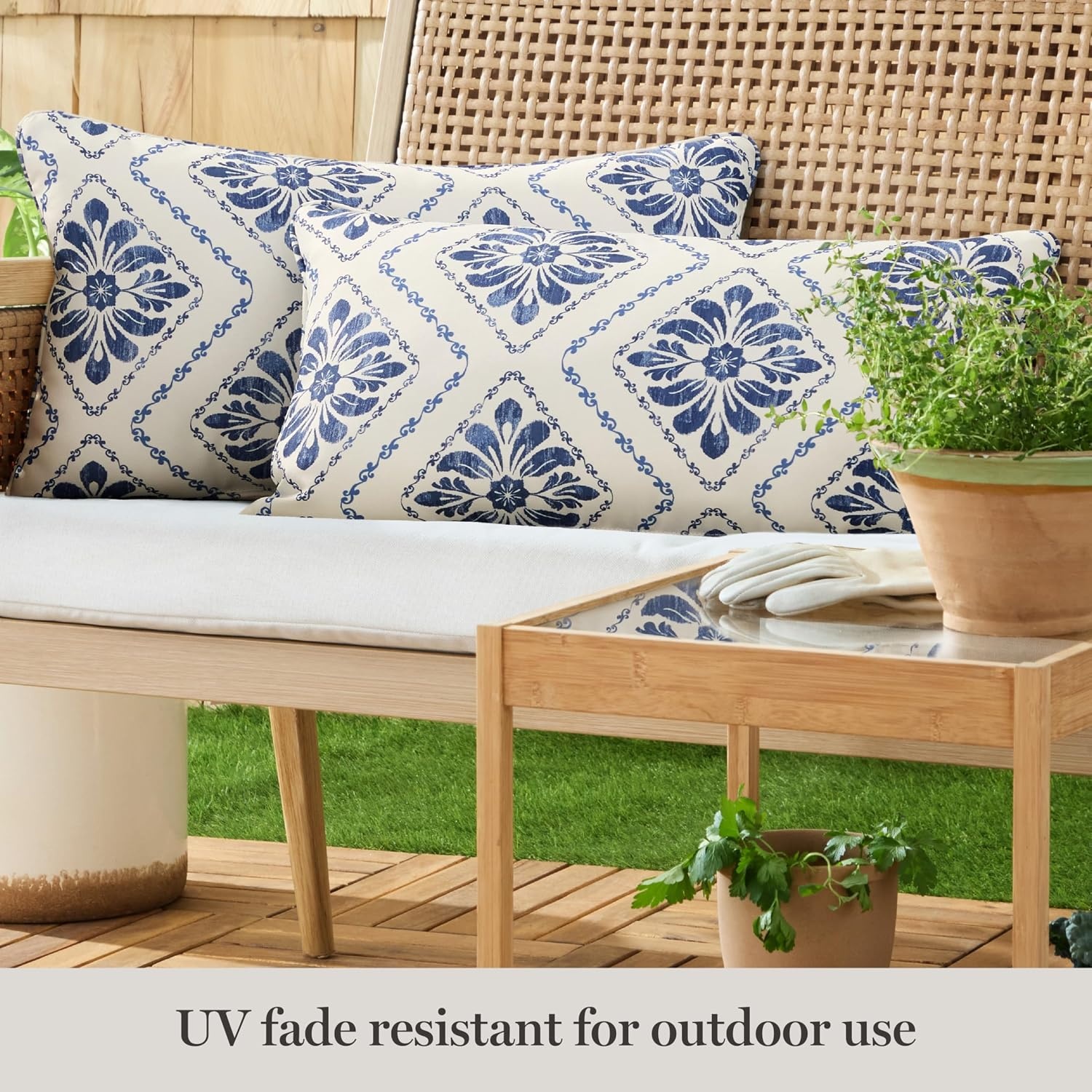 image:imageMartha Stewart Americana Embroidered Lobster Indoor Outdoor Decorative Pillow 2Pack Set UV Fade Resistant Water Repellent Coastal Design BlueRed 18x18Ocean Blue