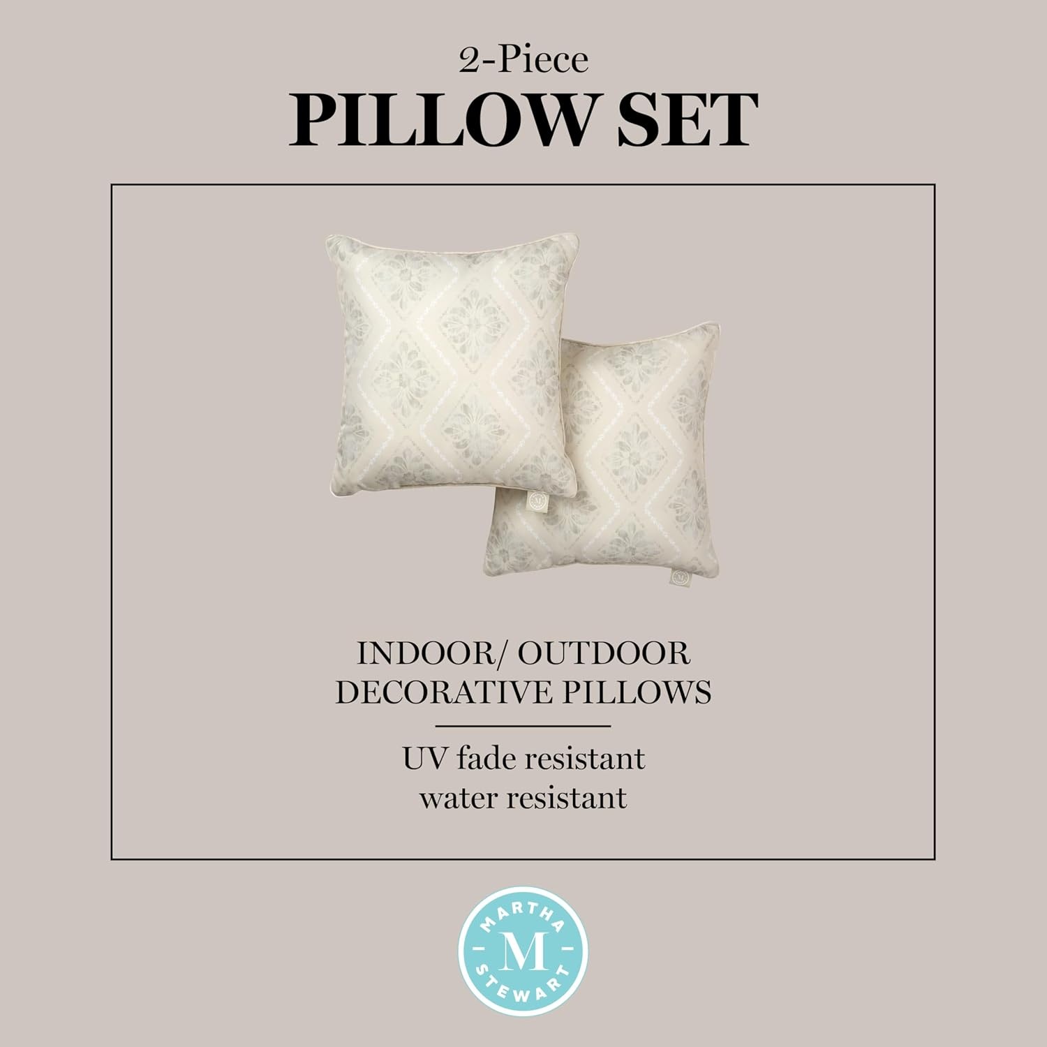image:imageMartha Stewart Americana Embroidered Lobster Indoor Outdoor Decorative Pillow 2Pack Set UV Fade Resistant Water Repellent Coastal Design BlueRed 18x18Natural
