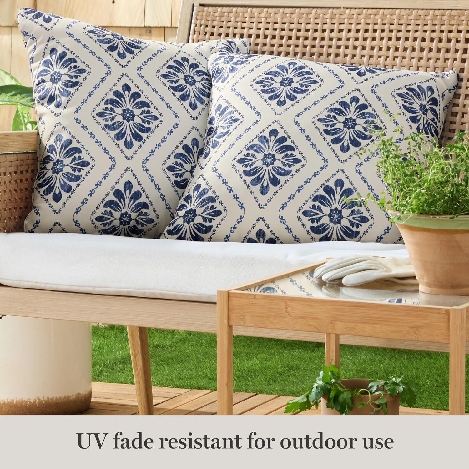 image:imageMartha Stewart Americana Embroidered Lobster Indoor Outdoor Decorative Pillow 2Pack Set UV Fade Resistant Water Repellent Coastal Design BlueRed 18x18Ocean Blue