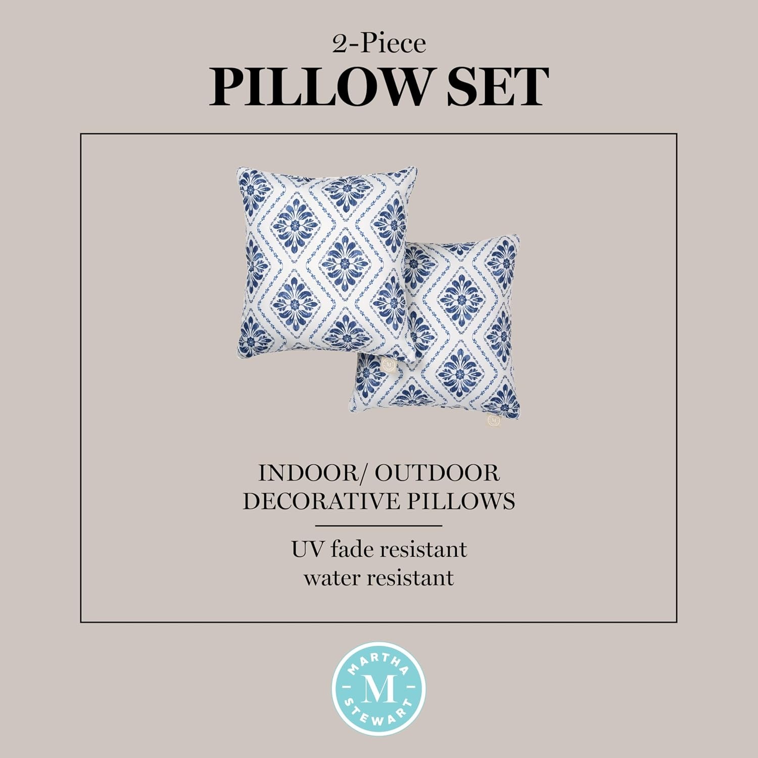 image:imageMartha Stewart Americana Embroidered Lobster Indoor Outdoor Decorative Pillow 2Pack Set UV Fade Resistant Water Repellent Coastal Design BlueRed 18x18Ocean Blue