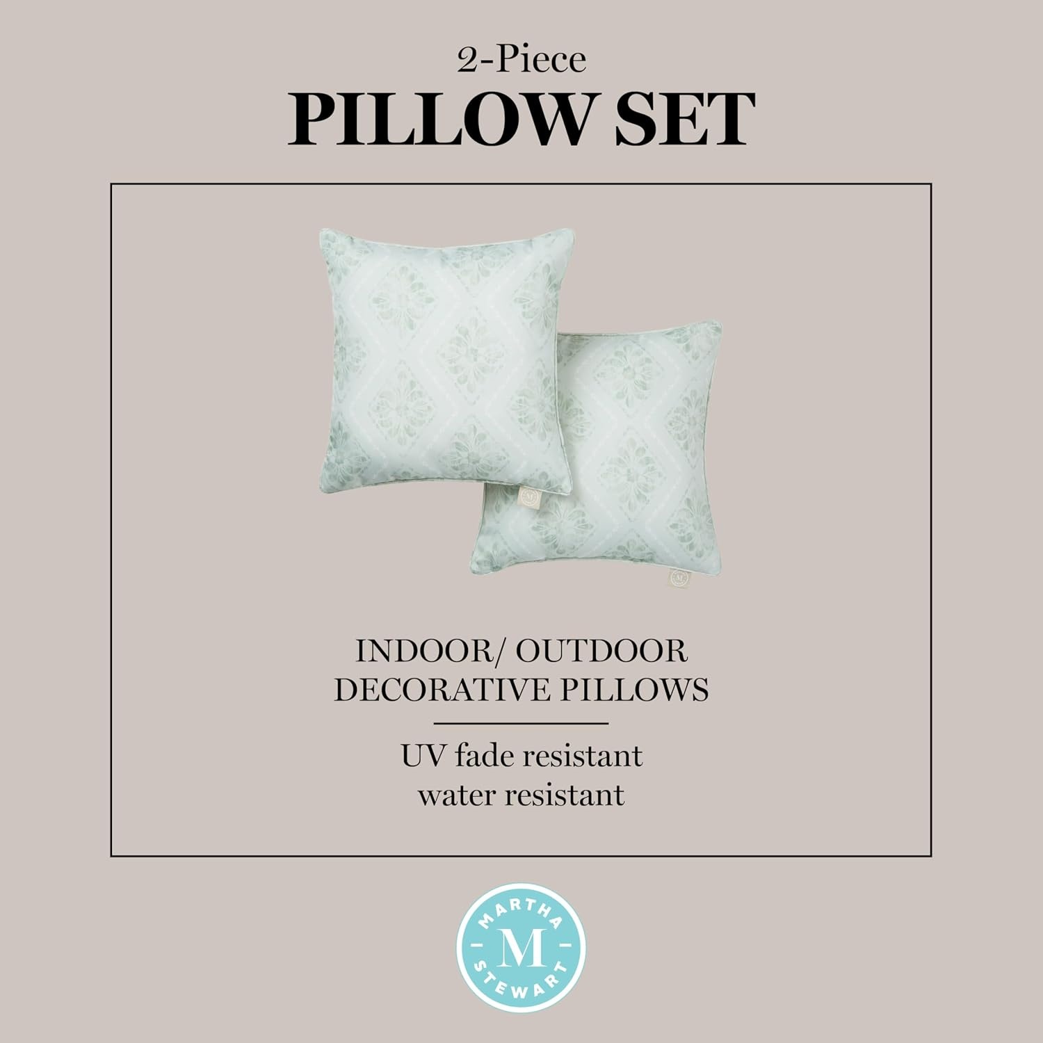 image:imageMartha Stewart Americana Embroidered Lobster Indoor Outdoor Decorative Pillow 2Pack Set UV Fade Resistant Water Repellent Coastal Design BlueRed 18x18Sage Green