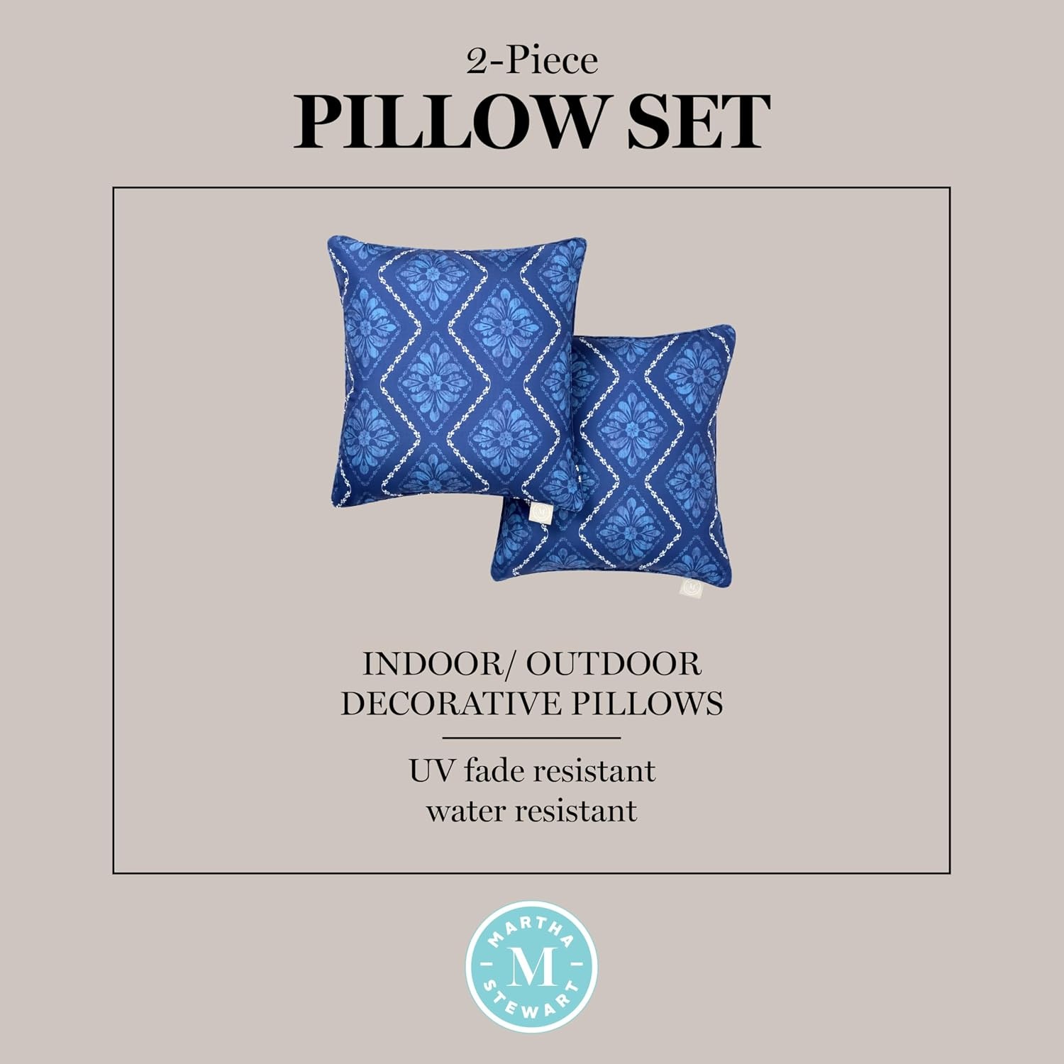 image:imageMartha Stewart Americana Embroidered Lobster Indoor Outdoor Decorative Pillow 2Pack Set UV Fade Resistant Water Repellent Coastal Design BlueRed 18x18Navy Blue