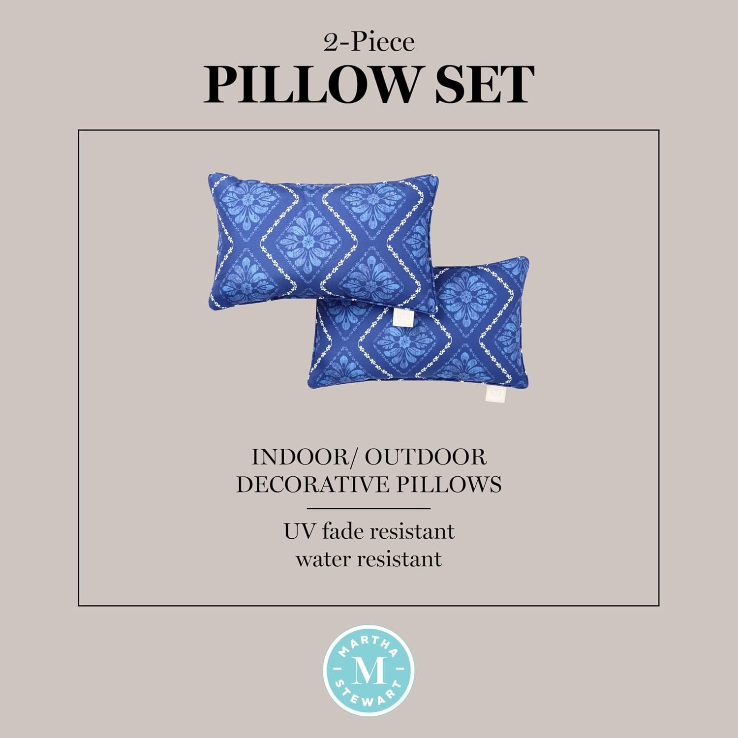 image:imageMartha Stewart Americana Embroidered Lobster Indoor Outdoor Decorative Pillow 2Pack Set UV Fade Resistant Water Repellent Coastal Design BlueRed 18x18Navy Blue