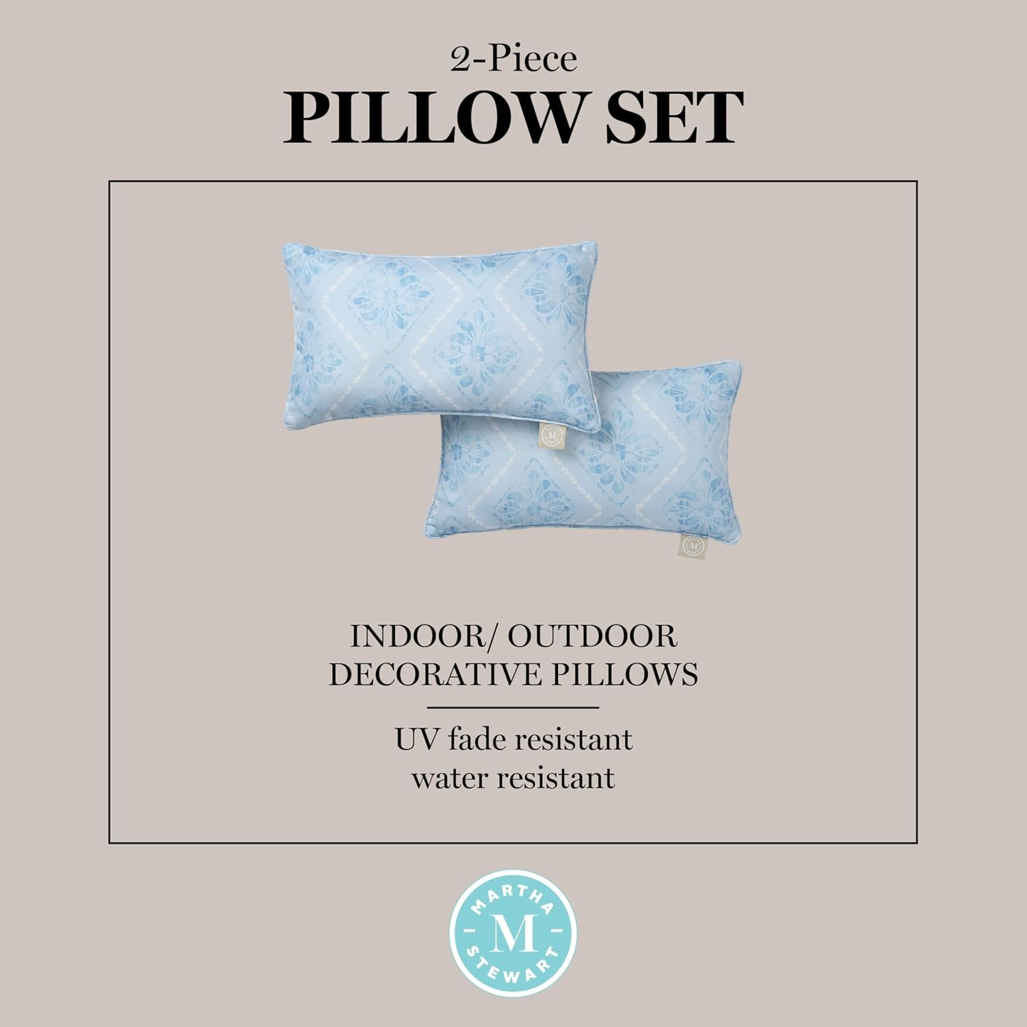 image:imageMartha Stewart Americana Embroidered Lobster Indoor Outdoor Decorative Pillow 2Pack Set UV Fade Resistant Water Repellent Coastal Design BlueRed 18x18Sky Blue