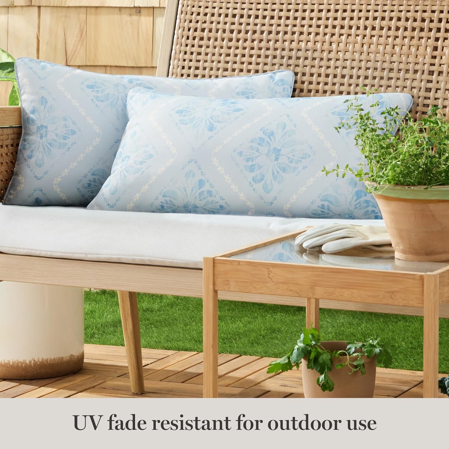 image:imageMartha Stewart Americana Embroidered Lobster Indoor Outdoor Decorative Pillow 2Pack Set UV Fade Resistant Water Repellent Coastal Design BlueRed 18x18Sky Blue