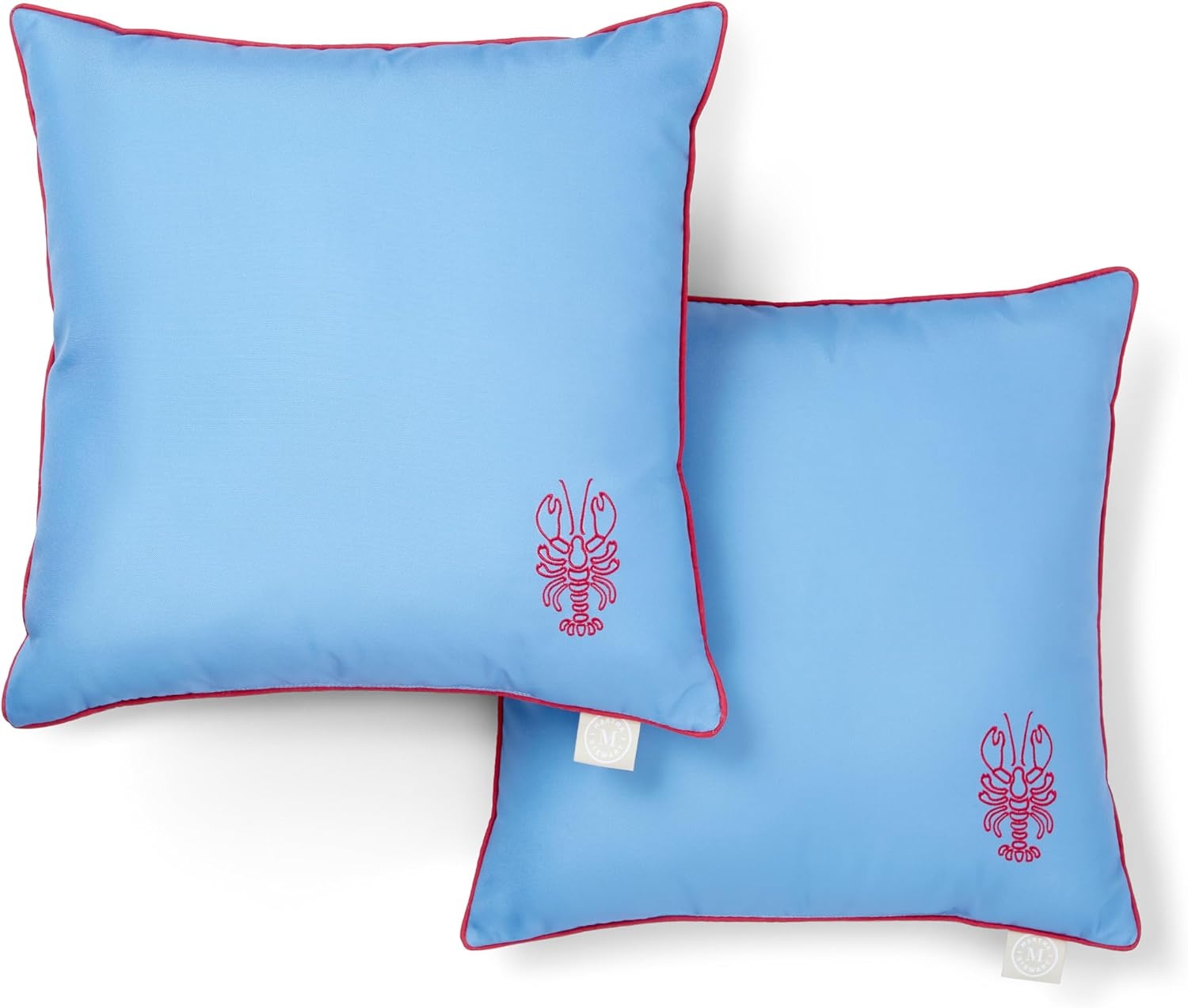 image:imageMartha Stewart Americana Embroidered Lobster Indoor Outdoor Decorative Pillow 2Pack Set UV Fade Resistant Water Repellent Coastal Design BlueRed 18x18Lobster BlueRed