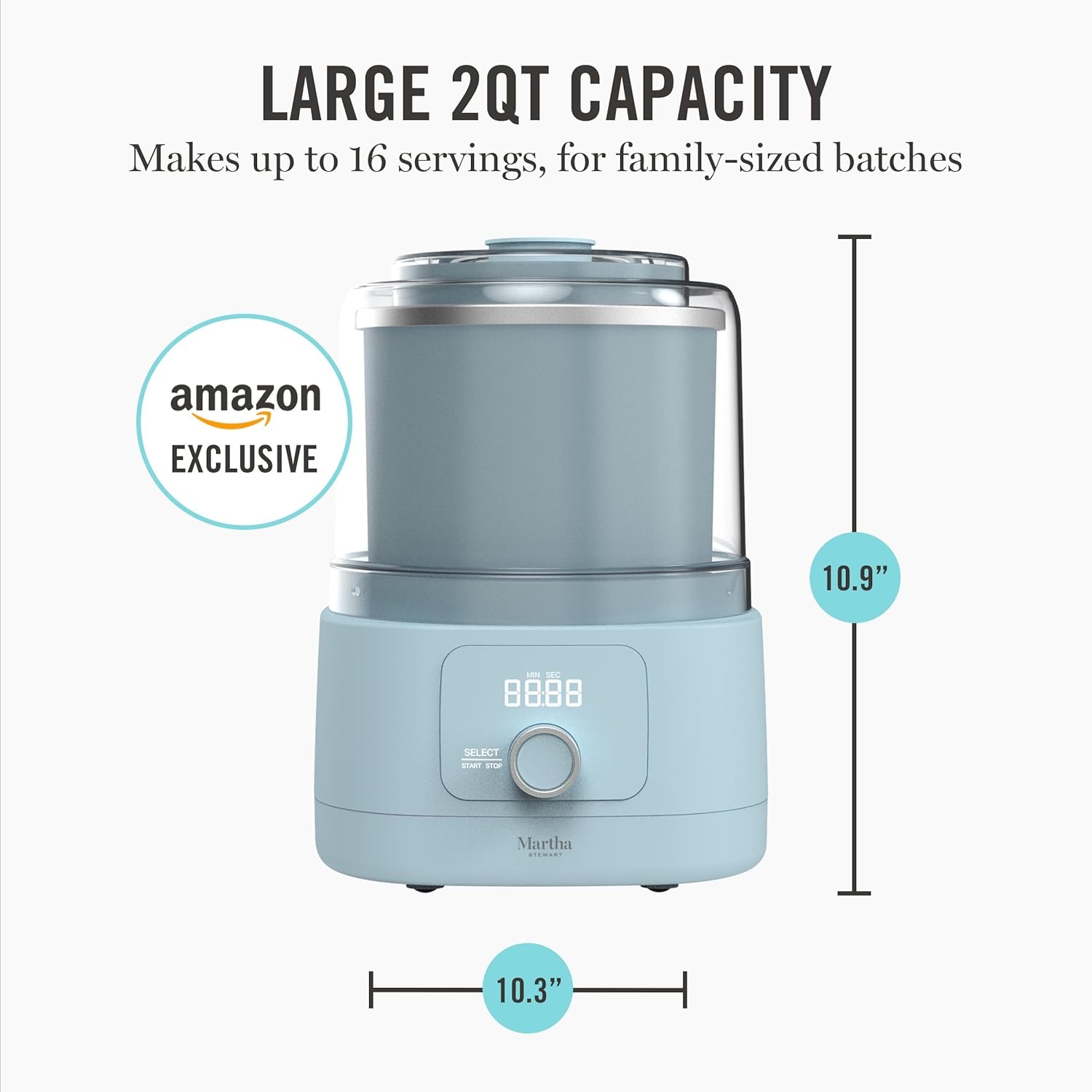 image:imageMartha Stewart Ice Cream Maker 2 Quart DoubleInsulated Freezer Bowl Sorbet amp Frozen Yogurt Ready in 20 Minutes MixIns Chute Easy to Clean Linen CreamSky