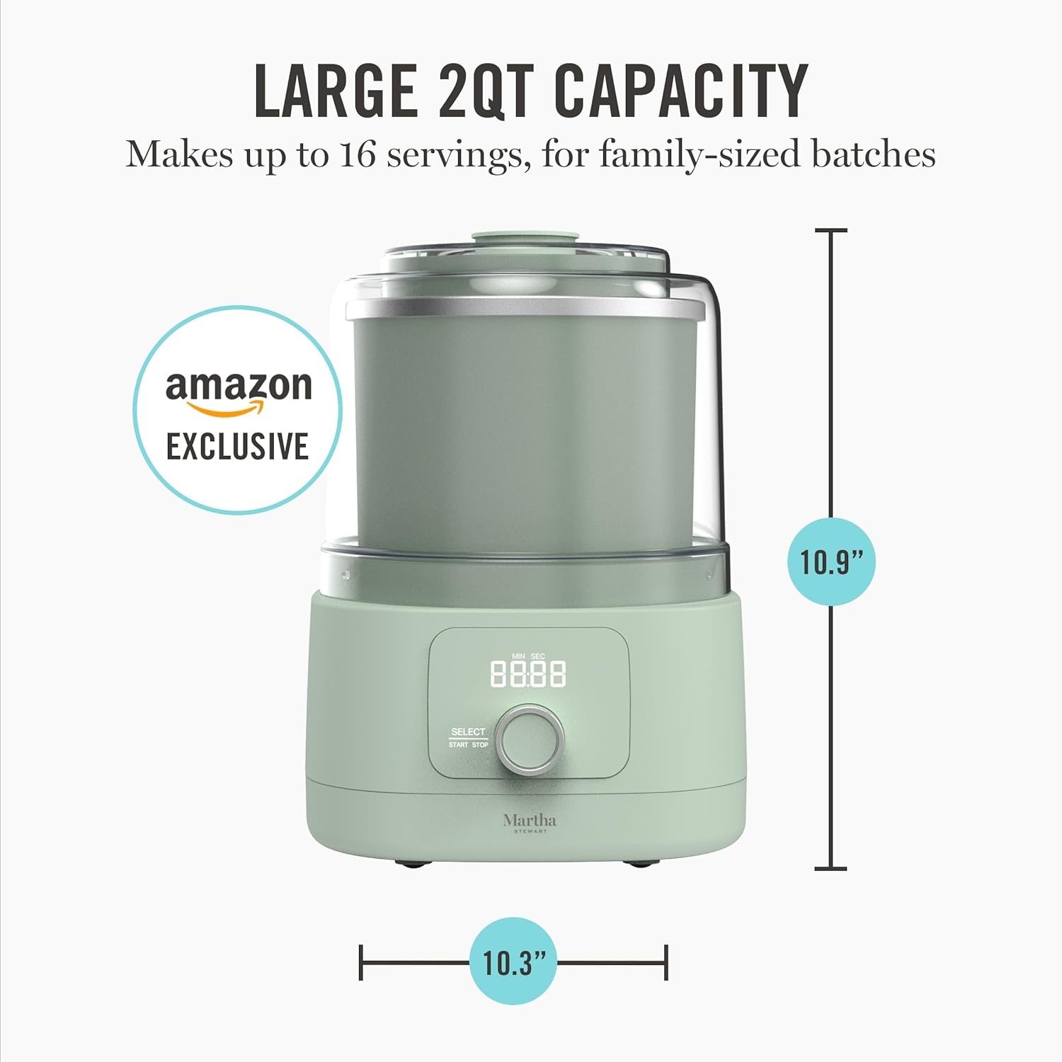 image:imageMartha Stewart Ice Cream Maker 2 Quart DoubleInsulated Freezer Bowl Sorbet amp Frozen Yogurt Ready in 20 Minutes MixIns Chute Easy to Clean Linen CreamHoneydew