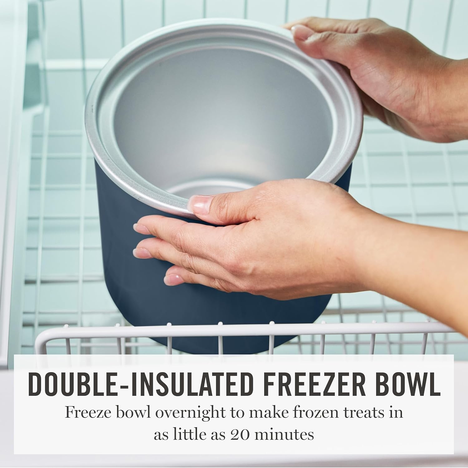 image:imageMartha Stewart Ice Cream Maker 2 Quart DoubleInsulated Freezer Bowl Sorbet amp Frozen Yogurt Ready in 20 Minutes MixIns Chute Easy to Clean Linen CreamIndigo