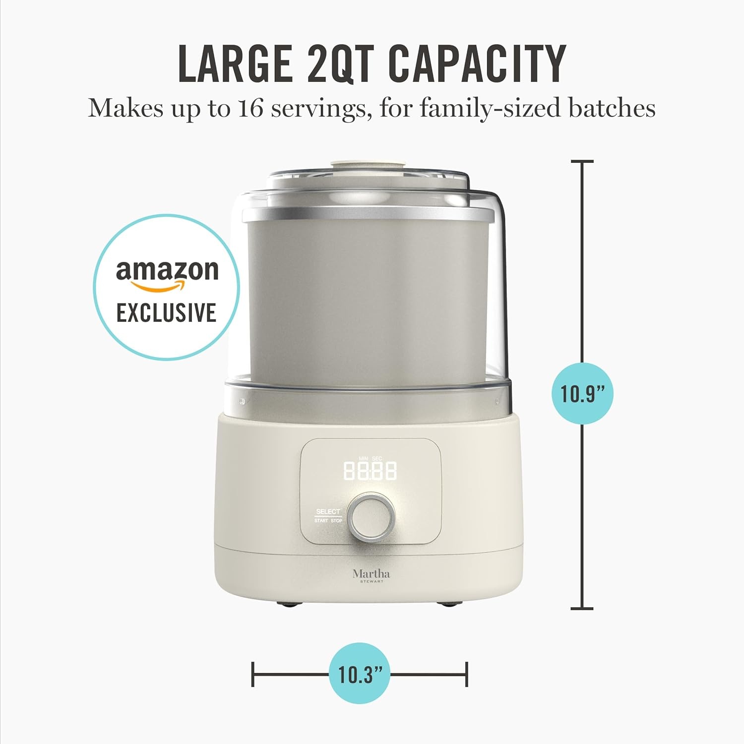 image:imageMartha Stewart Ice Cream Maker 2 Quart DoubleInsulated Freezer Bowl Sorbet amp Frozen Yogurt Ready in 20 Minutes MixIns Chute Easy to Clean Linen CreamLinen Cream