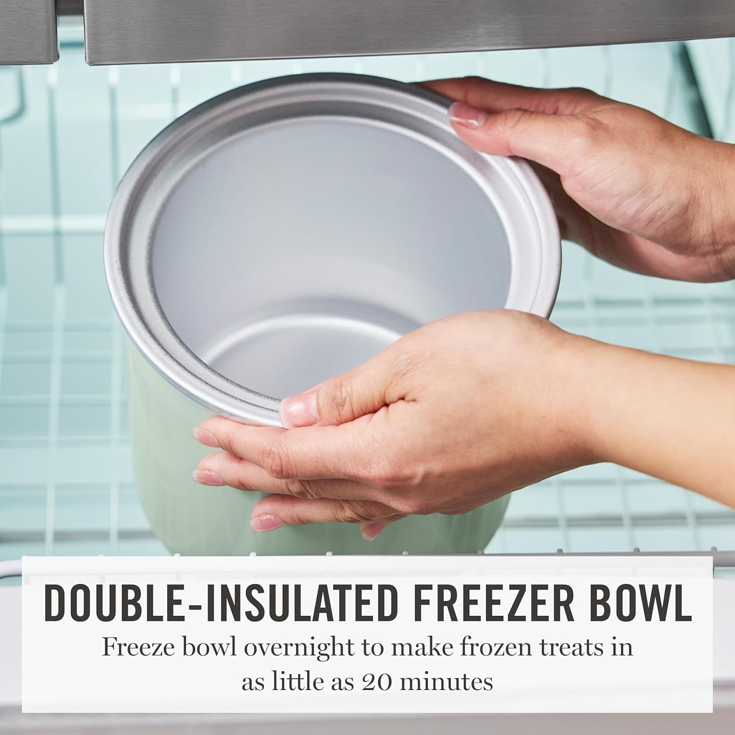 image:imageMartha Stewart Ice Cream Maker 2 Quart DoubleInsulated Freezer Bowl Sorbet amp Frozen Yogurt Ready in 20 Minutes MixIns Chute Easy to Clean Linen CreamHoneydew