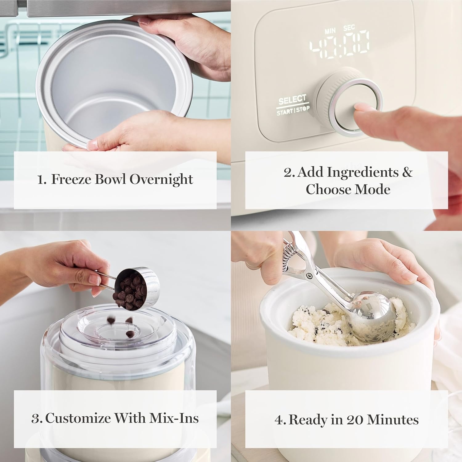image:imageMartha Stewart Ice Cream Maker 2 Quart DoubleInsulated Freezer Bowl Sorbet amp Frozen Yogurt Ready in 20 Minutes MixIns Chute Easy to Clean Linen CreamLinen Cream