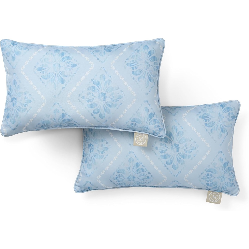 image:imageMartha Stewart Americana Embroidered Lobster Indoor Outdoor Decorative Pillow 2Pack Set UV Fade Resistant Water Repellent Coastal Design BlueRed 18x18Sky Blue