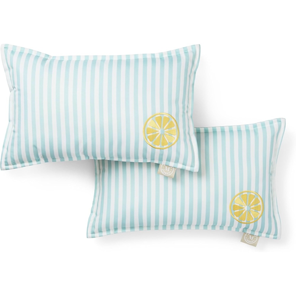 image:imageMartha Stewart Americana Embroidered Lobster Indoor Outdoor Decorative Pillow 2Pack Set UV Fade Resistant Water Repellent Coastal Design BlueRed 18x18Lemon Yellow