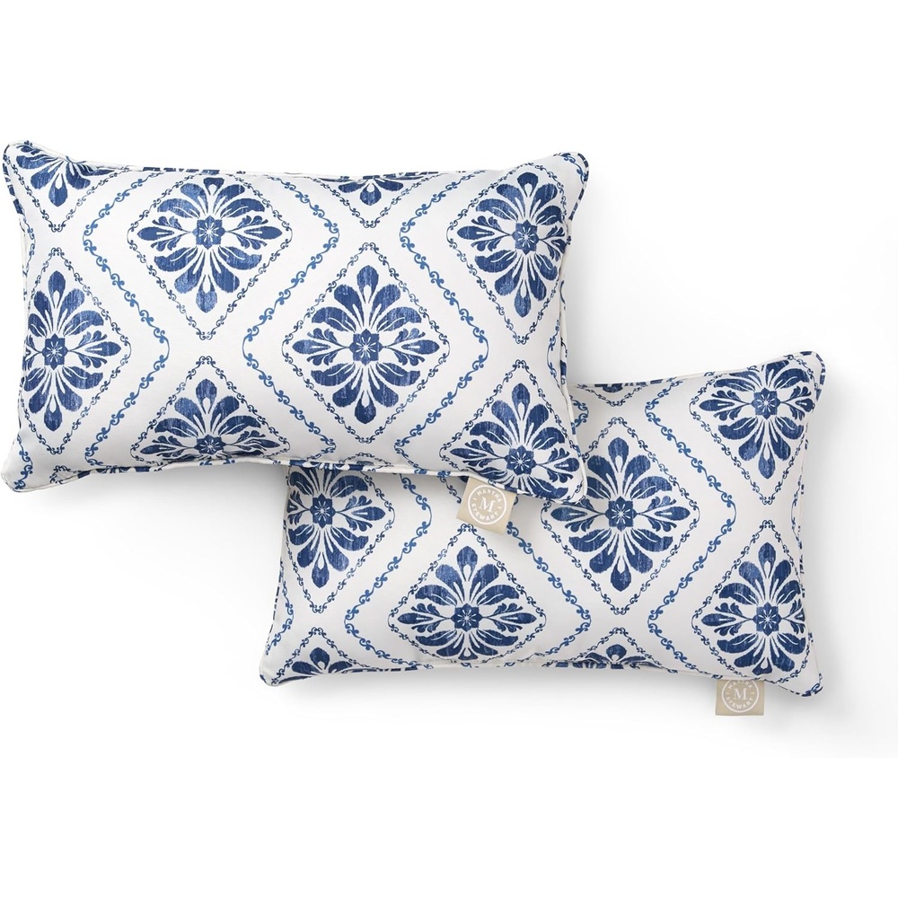 image:imageMartha Stewart Americana Embroidered Lobster Indoor Outdoor Decorative Pillow 2Pack Set UV Fade Resistant Water Repellent Coastal Design BlueRed 18x18Ocean Blue