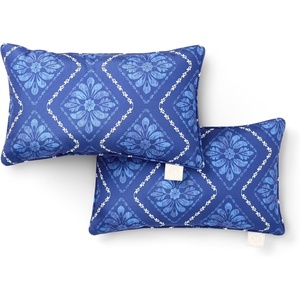 Martha Stewart Americana Embroidered Lobster Indoor Outdoor Decorative Pillow 2-Pack Set, UV Fade Resistant, Water Repellent, Coastal Design, Blue/Red, 18″x18″(Navy Blue)