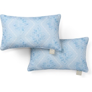 Martha Stewart Americana Embroidered Lobster Indoor Outdoor Decorative Pillow 2-Pack Set, UV Fade Resistant, Water Repellent, Coastal Design, Blue/Red, 18″x18″(Sky Blue)