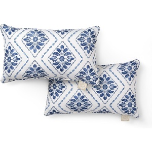 Martha Stewart Americana Embroidered Lobster Indoor Outdoor Decorative Pillow 2-Pack Set, UV Fade Resistant, Water Repellent, Coastal Design, Blue/Red, 18″x18″(Ocean Blue)