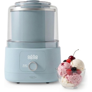 Martha Stewart Ice Cream Maker, 2 Quart Double-Insulated Freezer Bowl, Sorbet & Frozen Yogurt, Ready in 20 Minutes, Mix-Ins Chute, Easy to Clean, Linen Cream(Sky)