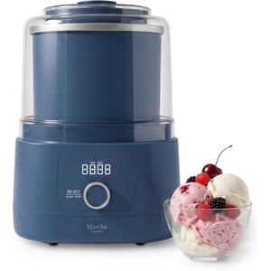 Martha Stewart Ice Cream Maker, 2 Quart Double-Insulated Freezer Bowl, Sorbet & Frozen Yogurt, Ready in 20 Minutes, Mix-Ins Chute, Easy to Clean, Linen Cream(Indigo)