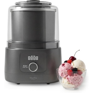 Martha Stewart Ice Cream Maker, 2 Quart Double-Insulated Freezer Bowl, Sorbet & Frozen Yogurt, Ready in 20 Minutes, Mix-Ins Chute, Easy to Clean, Linen Cream(Caviar)