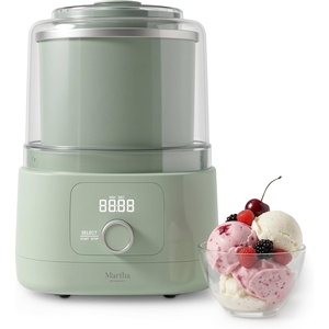 Martha Stewart Ice Cream Maker, 2 Quart Double-Insulated Freezer Bowl, Sorbet & Frozen Yogurt, Ready in 20 Minutes, Mix-Ins Chute, Easy to Clean, Linen Cream(Honeydew)