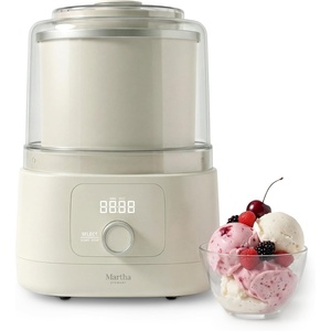 Martha Stewart Ice Cream Maker, 2 Quart Double-Insulated Freezer Bowl, Sorbet & Frozen Yogurt, Ready in 20 Minutes, Mix-Ins Chute, Easy to Clean, Linen Cream(Linen Cream)