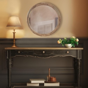 Martha Stewart Natural Rattan Round Wall Mirror for Wall, Handwoven Frame Circle Wall Mirror, Vanity, Livingroom, Entryway, Bedroom, Easy Hanging Wall-Mounted Mirror – Natural Luna