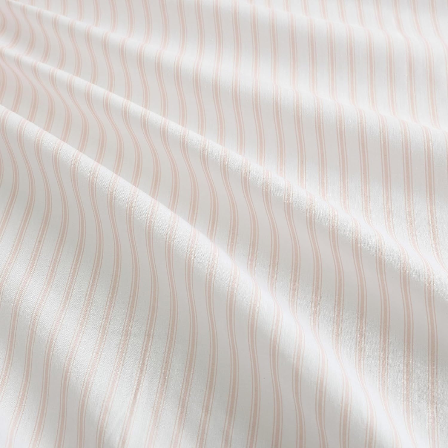 image:imageMartha Stewart Twin XL Size Sheet Set Breathable Cotton Percale Bedding with Matching Pillowcase Fully Elastic Fitted Sheet Deep Pocket Crisp amp Cooling AllSeason Comfort Small Gingham BlueTicking Stripe Pink