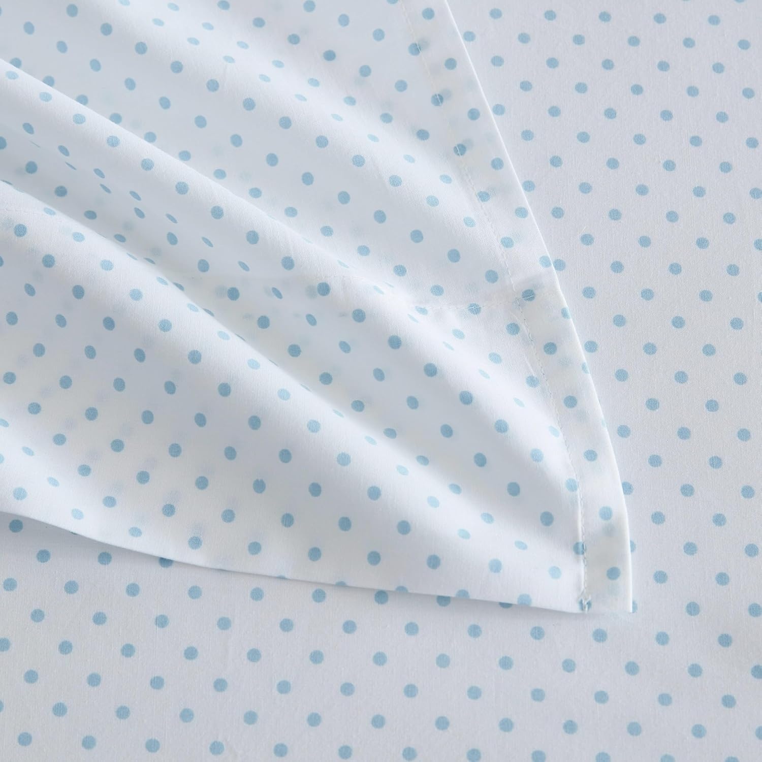image:imageMartha Stewart Twin XL Size Sheet Set Breathable Cotton Percale Bedding with Matching Pillowcase Fully Elastic Fitted Sheet Deep Pocket Crisp amp Cooling AllSeason Comfort Small Gingham BluePolka Dot Blue