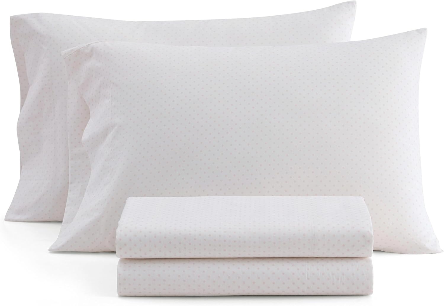 image:imageMartha Stewart Twin XL Size Sheet Set Breathable Cotton Percale Bedding with Matching Pillowcase Fully Elastic Fitted Sheet Deep Pocket Crisp amp Cooling AllSeason Comfort Small Gingham BluePolka Dot Pink