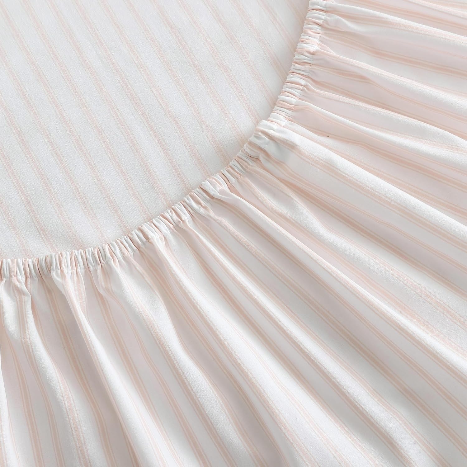 image:imageMartha Stewart Twin XL Size Sheet Set Breathable Cotton Percale Bedding with Matching Pillowcase Fully Elastic Fitted Sheet Deep Pocket Crisp amp Cooling AllSeason Comfort Small Gingham BlueTicking Stripe Pink