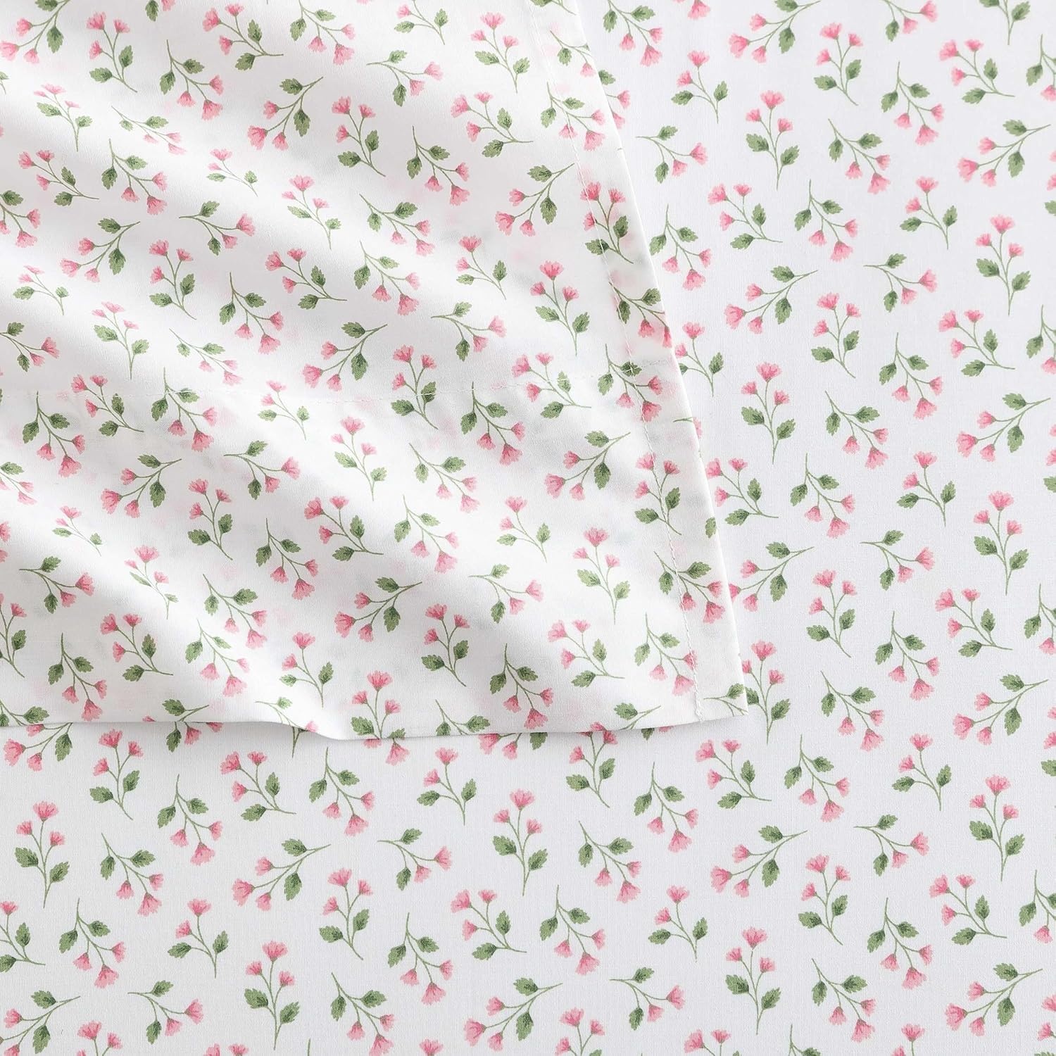 image:imageMartha Stewart Twin XL Size Sheet Set Breathable Cotton Percale Bedding with Matching Pillowcase Fully Elastic Fitted Sheet Deep Pocket Crisp amp Cooling AllSeason Comfort Small Gingham BlueKennedy Floral Pink
