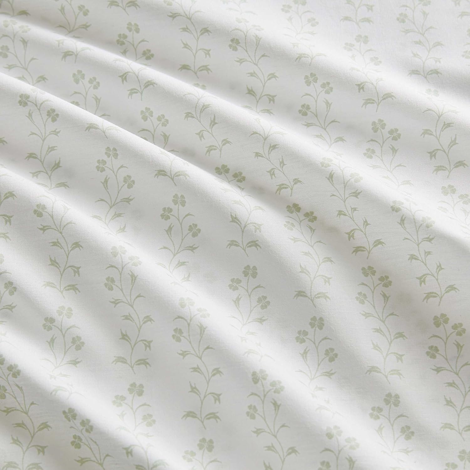 image:imageMartha Stewart Twin XL Size Sheet Set Breathable Cotton Percale Bedding with Matching Pillowcase Fully Elastic Fitted Sheet Deep Pocket Crisp amp Cooling AllSeason Comfort Small Gingham BlueDitsy Vine Green