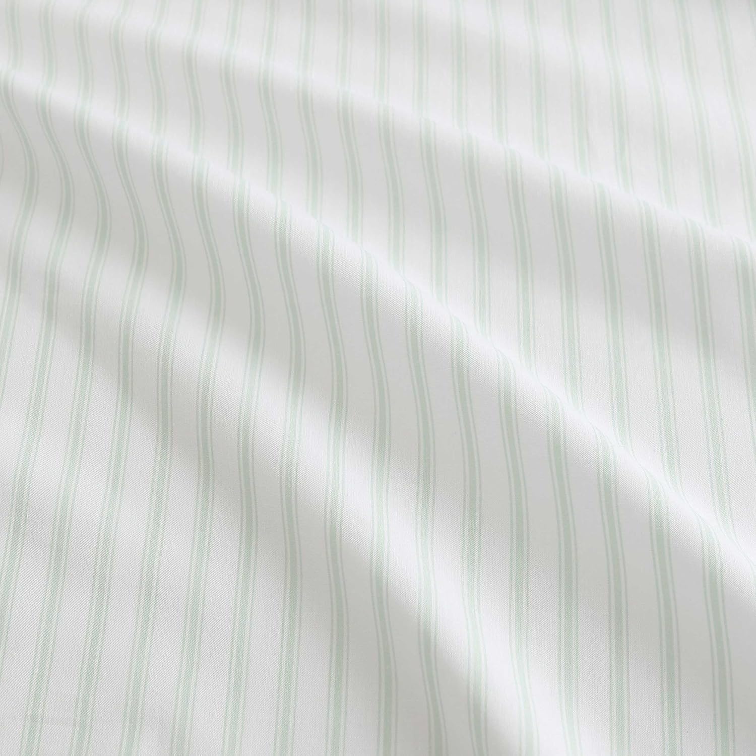 image:imageMartha Stewart Twin XL Size Sheet Set Breathable Cotton Percale Bedding with Matching Pillowcase Fully Elastic Fitted Sheet Deep Pocket Crisp amp Cooling AllSeason Comfort Small Gingham BlueTicking Stripe Green