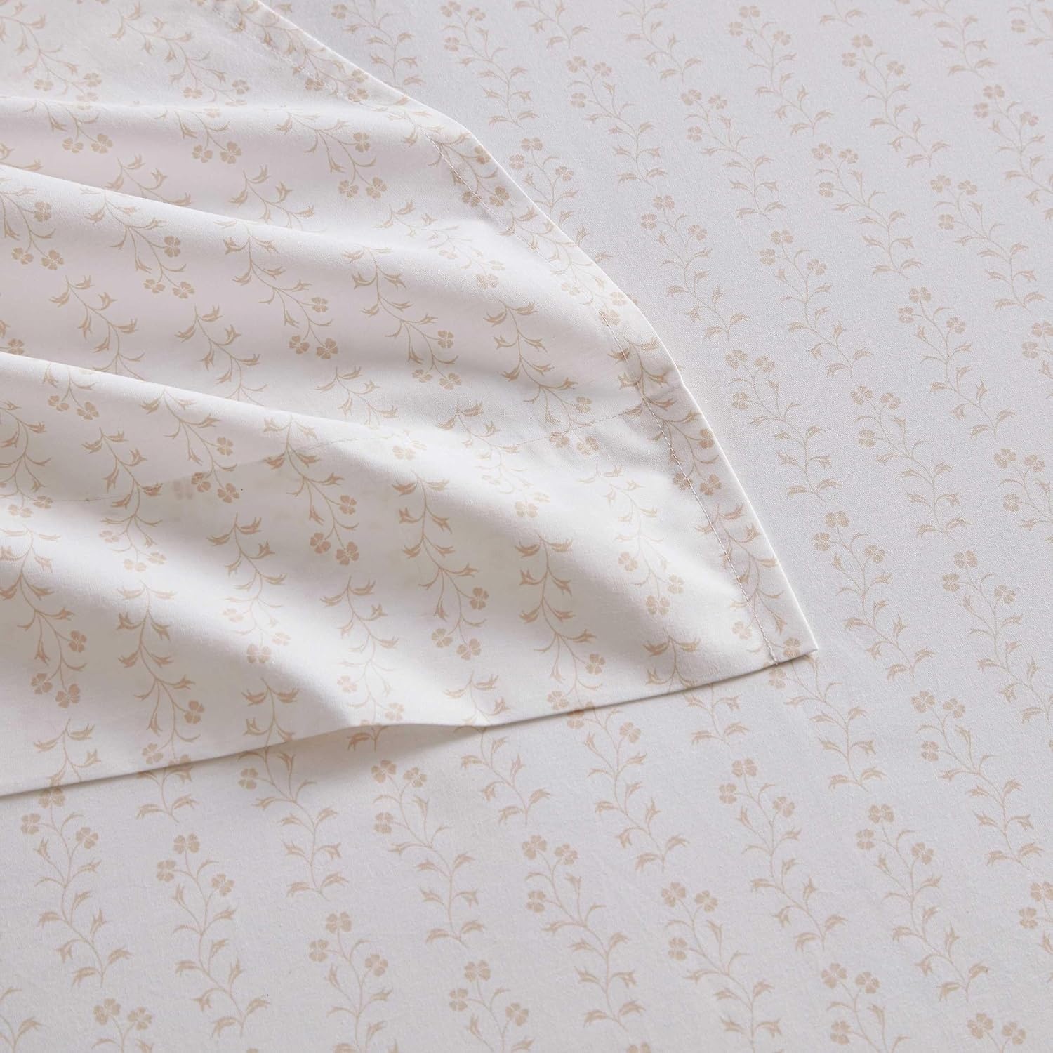 image:imageMartha Stewart Twin XL Size Sheet Set Breathable Cotton Percale Bedding with Matching Pillowcase Fully Elastic Fitted Sheet Deep Pocket Crisp amp Cooling AllSeason Comfort Small Gingham BlueDitsy Vine Pink