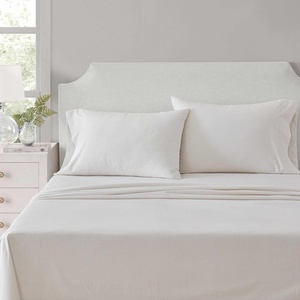 Martha Stewart – Twin XL Size Sheet Set, Breathable Cotton Percale Bedding with Matching Pillowcase, Fully Elastic Fitted Sheet, Deep Pocket, Crisp & Cooling All-Season Comfort (Small Gingham Blue)(Stripe White)
