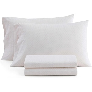 Martha Stewart – Twin XL Size Sheet Set, Breathable Cotton Percale Bedding with Matching Pillowcase, Fully Elastic Fitted Sheet, Deep Pocket, Crisp & Cooling All-Season Comfort (Small Gingham Blue)(Polka Dot Pink)