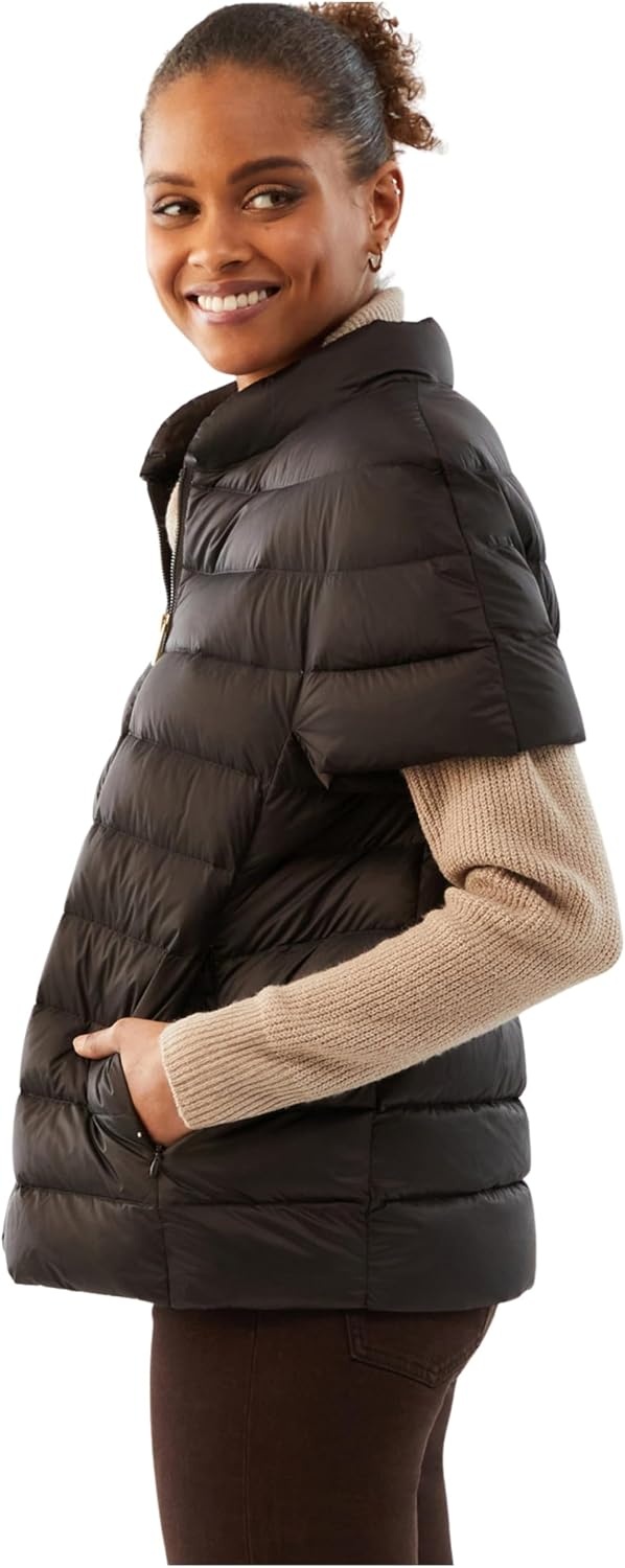 image:imageMartha Stewart Womens Quilted Down Puffer Vest Lightweight Short Sleeve Jacket with Pockets Warm Winter CoatCoco Bean