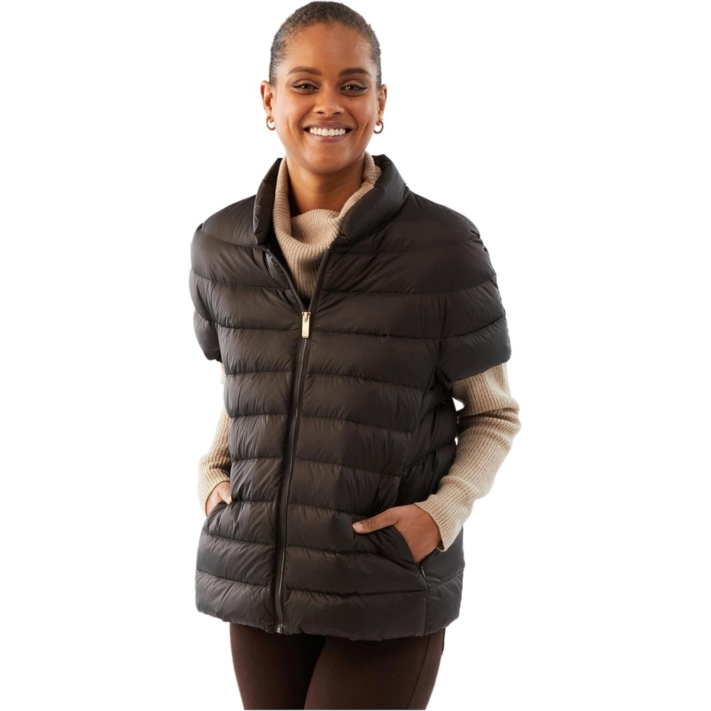 image:imageMartha Stewart Womens Quilted Down Puffer Vest Lightweight Short Sleeve Jacket with Pockets Warm Winter CoatCoco Bean