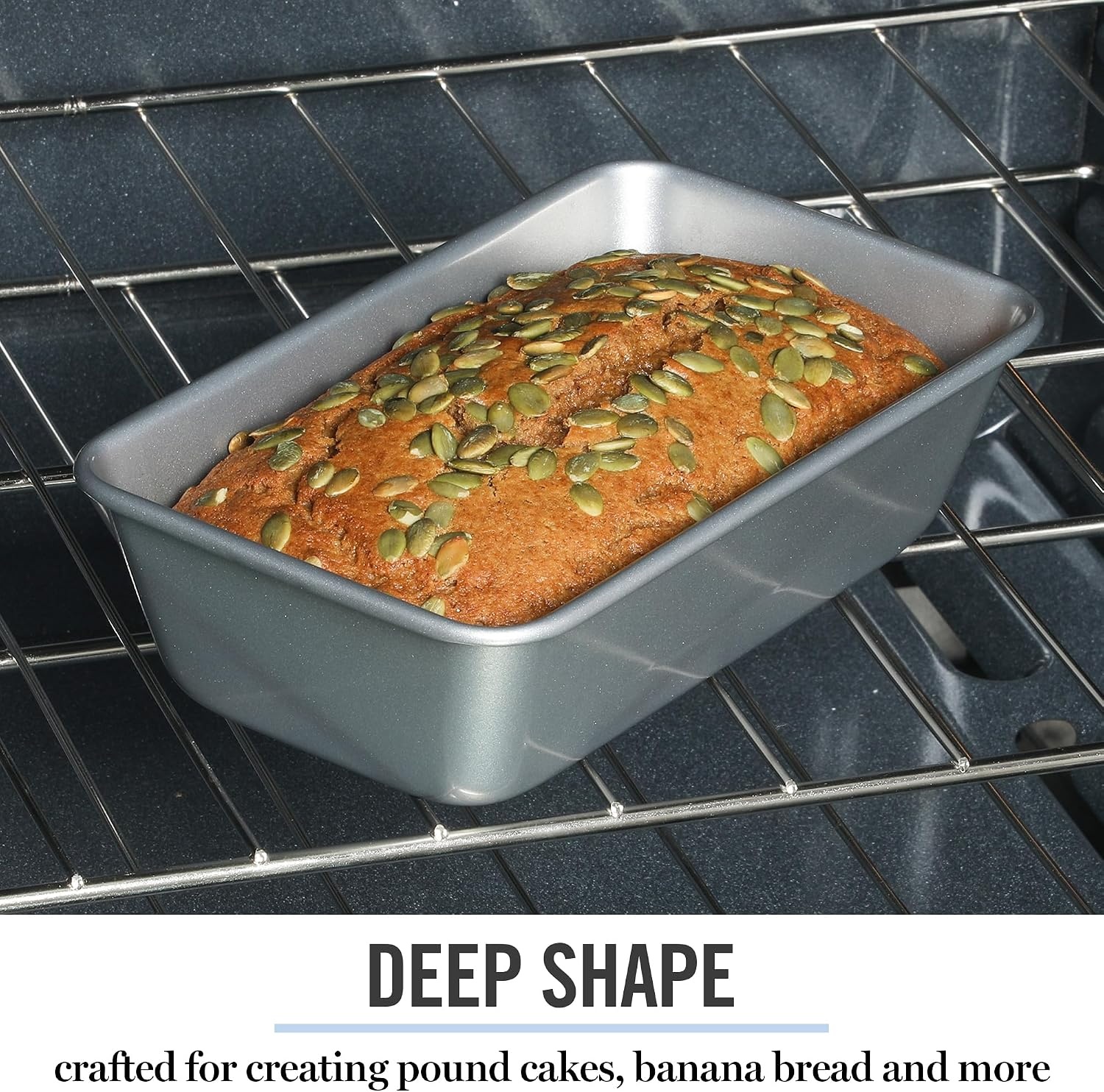 image:imageMartha Stewart Gallen 9 Inch Nonstick Carbon Steel Loaf Pan Champagne Durable Bakeware for Even Baking and Easy ReleaseSilver