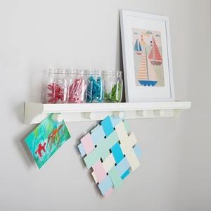 Martha Stewart Crafting Kids’ Art Display – Linen White, Magnetic Children’s Hanging Artwork Display Shelf, Wooden Wall Mount(Creamy White)