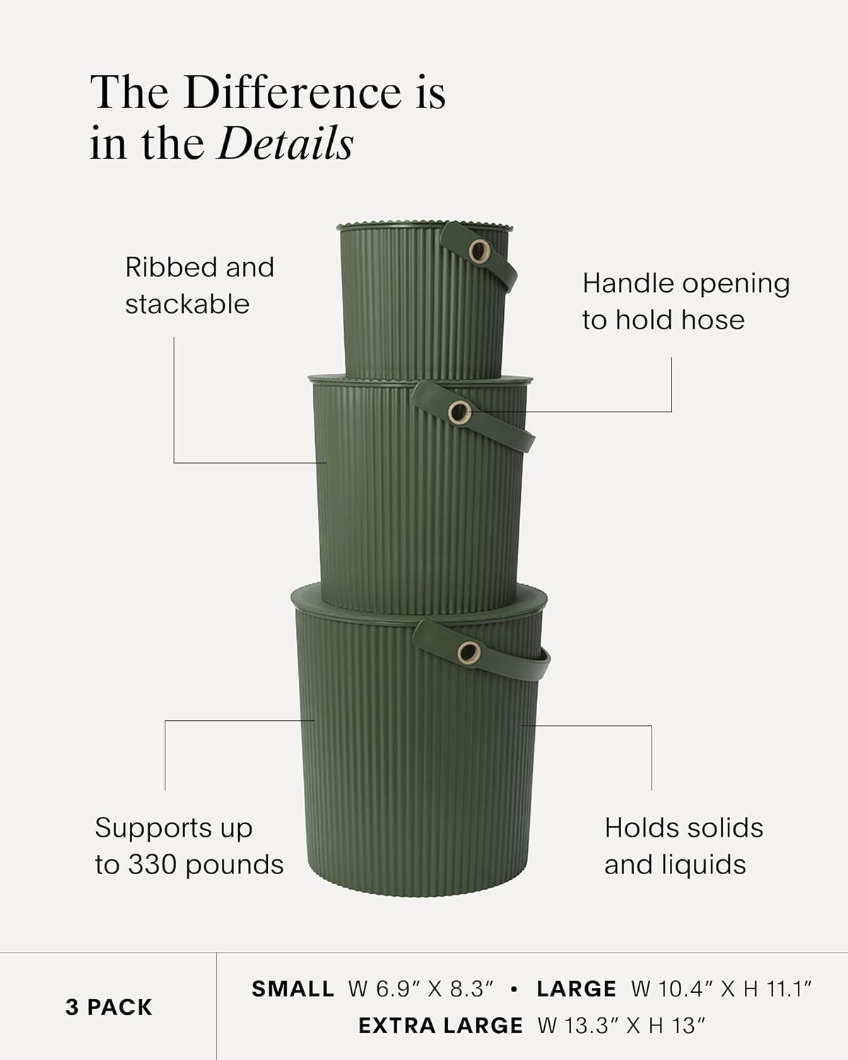 image:imageMartha by Martha Stewart Hachiman Extra Large Bucket HandsFree Filling Easy to Stack and Store Indoor Outdoor UseBright Colors