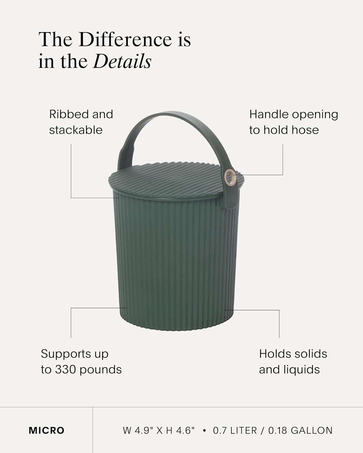 image:imageMartha by Martha Stewart Hachiman Extra Large Bucket HandsFree Filling Easy to Stack and Store Indoor Outdoor UseGarden Green