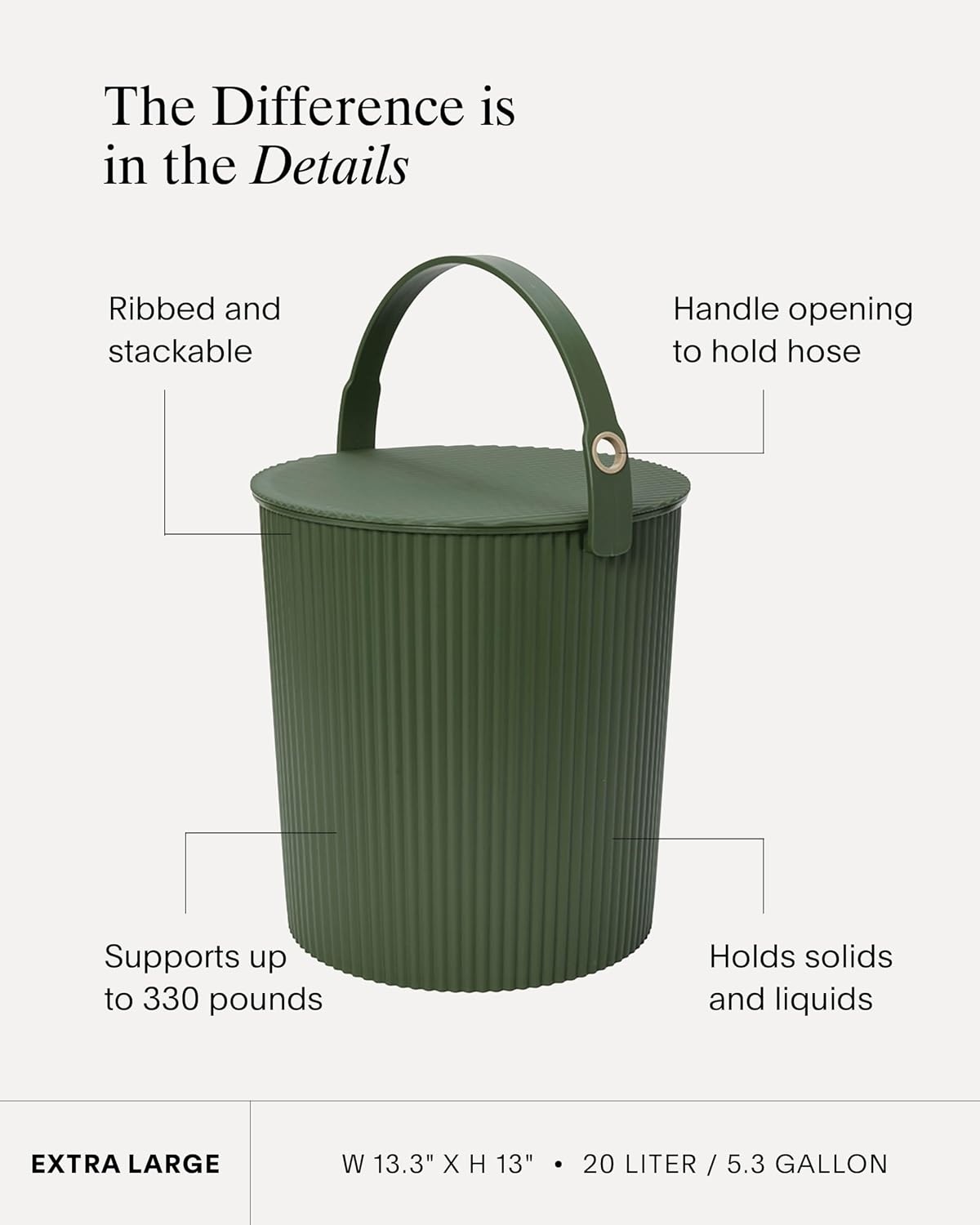 image:imageMartha by Martha Stewart Hachiman Extra Large Bucket HandsFree Filling Easy to Stack and Store Indoor Outdoor UseTurquoise Purple