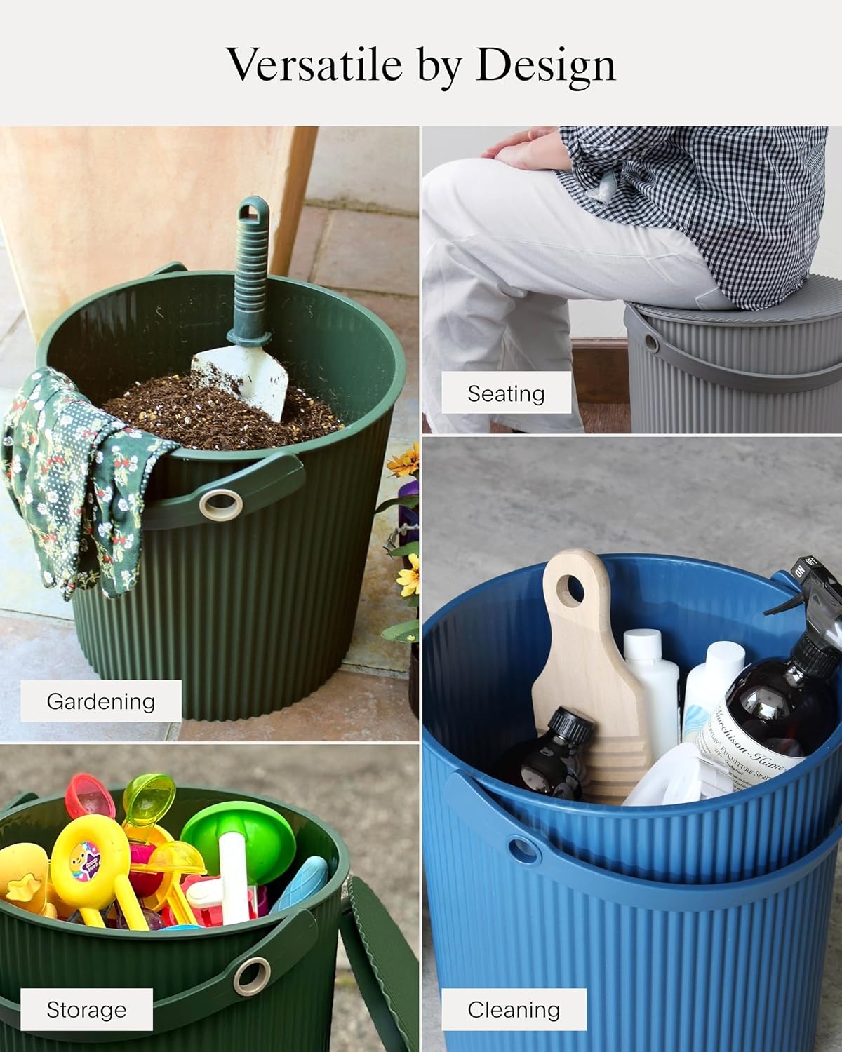 image:imageMartha by Martha Stewart Hachiman Extra Large Bucket HandsFree Filling Easy to Stack and Store Indoor Outdoor UseTurquoise Purple